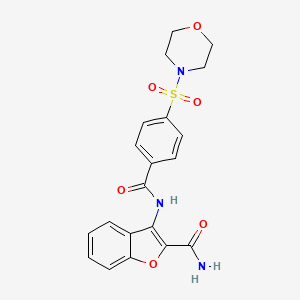 molecular formula C20H19N3O6S B2883201 3-(4-(吗啉磺酰基)苯甲酰胺)苯并呋喃-2-甲酰胺 CAS No. 398999-87-6