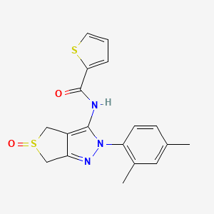 molecular formula C18H17N3O2S2 B2883207 N-[2-(2,4-dimethylphenyl)-5-oxo-4,6-dihydrothieno[3,4-c]pyrazol-3-yl]thiophene-2-carboxamide CAS No. 1020247-82-8