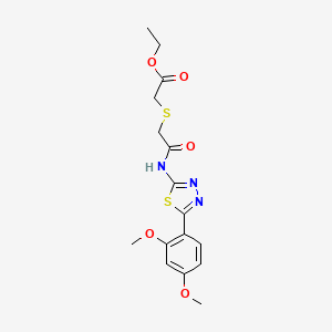 molecular formula C16H19N3O5S2 B2883213 Ethyl 2-[2-[[5-(2,4-dimethoxyphenyl)-1,3,4-thiadiazol-2-yl]amino]-2-oxoethyl]sulfanylacetate CAS No. 394232-92-9