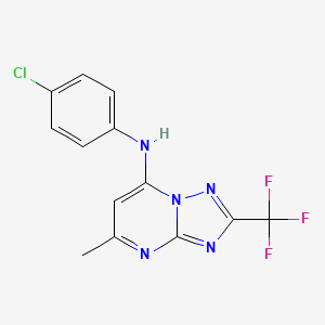 molecular formula C13H9ClF3N5 B2883215 N-(4-chlorophenyl)-5-methyl-2-(trifluoromethyl)-[1,2,4]triazolo[1,5-a]pyrimidin-7-amine 