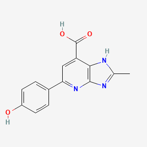 molecular formula C14H11N3O3 B2883217 5-(4-hydroxyphenyl)-2-methyl-3H-imidazo[4,5-b]pyridine-7-carboxylic acid CAS No. 1020978-62-4