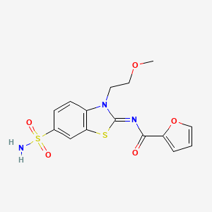 molecular formula C15H15N3O5S2 B2883219 (Z)-N-(3-(2-methoxyethyl)-6-sulfamoylbenzo[d]thiazol-2(3H)-ylidene)furan-2-carboxamide CAS No. 865159-85-9