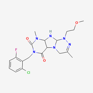 molecular formula C19H20ClFN6O3 B2883221 7-[(2-chloro-6-fluorophenyl)methyl]-1-(2-methoxyethyl)-3,9-dimethyl-1H,4H,6H,7H,8H,9H-[1,2,4]triazino[4,3-g]purine-6,8-dione CAS No. 919008-27-8