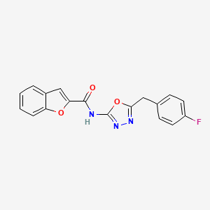 molecular formula C18H12FN3O3 B2883222 N-(5-(4-氟苄基)-1,3,4-恶二唑-2-基)苯并呋喃-2-甲酰胺 CAS No. 954670-99-6