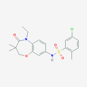 molecular formula C20H23ClN2O4S B2883234 5-chloro-N-(5-ethyl-3,3-dimethyl-4-oxo-2,3,4,5-tetrahydrobenzo[b][1,4]oxazepin-8-yl)-2-methylbenzenesulfonamide CAS No. 921996-09-0