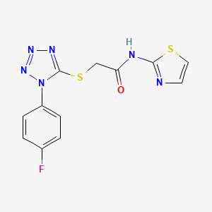 molecular formula C12H9FN6OS2 B2883254 2-((1-(4-氟苯基)-1H-四唑-5-基)硫代)-N-(噻唑-2-基)乙酰胺 CAS No. 833428-14-1