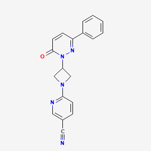 molecular formula C19H15N5O B2883261 6-[3-(6-Oxo-3-phenylpyridazin-1-yl)azetidin-1-yl]pyridine-3-carbonitrile CAS No. 2380080-12-4