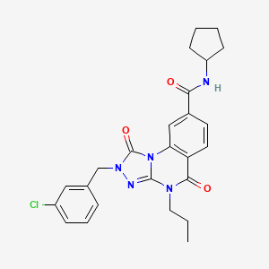 molecular formula C25H26ClN5O3 B2883266 2-(3-chlorobenzyl)-N-cyclopentyl-1,5-dioxo-4-propyl-1,2,4,5-tetrahydro[1,2,4]triazolo[4,3-a]quinazoline-8-carboxamide CAS No. 1105248-74-5