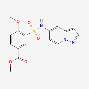 molecular formula C16H15N3O5S B2883269 methyl 4-methoxy-3-(N-(pyrazolo[1,5-a]pyridin-5-yl)sulfamoyl)benzoate CAS No. 1902992-00-0
