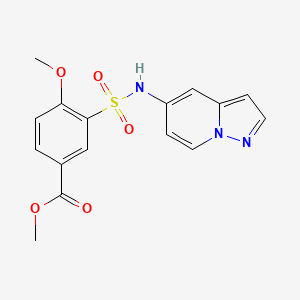 molecular formula C16H15N3O5S B2883269 4-甲氧基-3-(N-(吡唑并[1,5-a]吡啶-5-基)磺酰基)苯甲酸甲酯 CAS No. 1902992-00-0