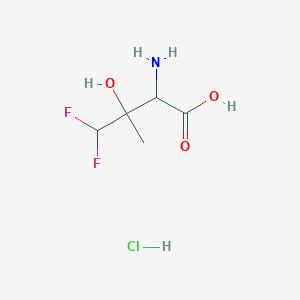 molecular formula C5H10ClF2NO3 B2883271 2-氨基-4,4-二氟-3-羟基-3-甲基丁酸；盐酸盐 CAS No. 2402829-56-3