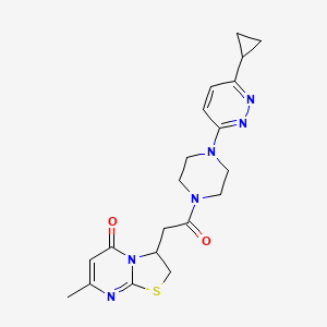 molecular formula C20H24N6O2S B2883279 3-(2-(4-(6-cyclopropylpyridazin-3-yl)piperazin-1-yl)-2-oxoethyl)-7-methyl-2H-thiazolo[3,2-a]pyrimidin-5(3H)-one CAS No. 2034370-20-0