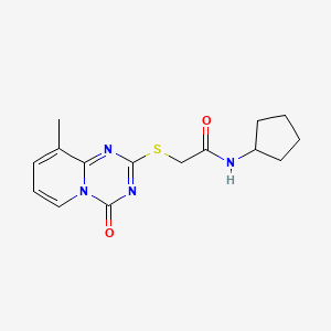 molecular formula C15H18N4O2S B2883284 N-cyclopentyl-2-(9-methyl-4-oxopyrido[1,2-a][1,3,5]triazin-2-yl)sulfanylacetamide CAS No. 896341-87-0