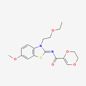 molecular formula C17H20N2O5S B2883289 (Z)-N-(3-(2-ethoxyethyl)-6-methoxybenzo[d]thiazol-2(3H)-ylidene)-5,6-dihydro-1,4-dioxine-2-carboxamide CAS No. 865174-22-7