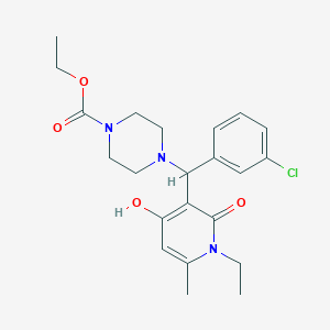 Ethyl 4-((3-chlorophenyl)(1-ethyl-4-hydroxy-6-methyl-2-oxo-1,2-dihydropyridin-3-yl)methyl)piperazine-1-carboxylate
