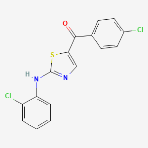 molecular formula C16H10Cl2N2OS B2883299 (2-(2-Chloroanilino)-1,3-thiazol-5-yl)(4-chlorophenyl)methanone CAS No. 339022-21-8