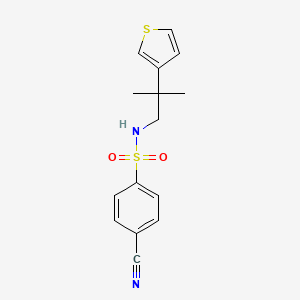 molecular formula C15H16N2O2S2 B2883313 4-cyano-N-(2-methyl-2-(thiophen-3-yl)propyl)benzenesulfonamide CAS No. 2319852-03-2