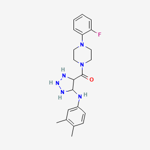 molecular formula C21H23FN6O B2883317 N-(3,4-dimethylphenyl)-4-[4-(2-fluorophenyl)piperazine-1-carbonyl]-1H-1,2,3-triazol-5-amine CAS No. 1291868-32-0