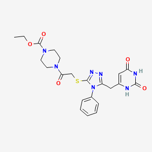 ethyl 4-(2-((5-((2,6-dioxo-1,2,3,6-tetrahydropyrimidin-4-yl)methyl)-4-phenyl-4H-1,2,4-triazol-3-yl)thio)acetyl)piperazine-1-carboxylate