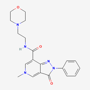 molecular formula C20H23N5O3 B2883325 5-methyl-N-(2-morpholinoethyl)-3-oxo-2-phenyl-3,5-dihydro-2H-pyrazolo[4,3-c]pyridine-7-carboxamide CAS No. 921832-55-5