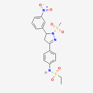 N-(4-(1-(methylsulfonyl)-5-(3-nitrophenyl)-4,5-dihydro-1H-pyrazol-3-yl)phenyl)ethanesulfonamide