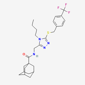 molecular formula C26H33F3N4OS B2883333 N-{[4-butyl-5-({[4-(trifluoromethyl)phenyl]methyl}sulfanyl)-4H-1,2,4-triazol-3-yl]methyl}adamantane-1-carboxamide CAS No. 476438-80-9