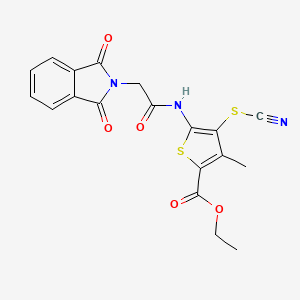 molecular formula C19H15N3O5S2 B2883339 Ethyl 5-(2-(1,3-dioxoisoindolin-2-yl)acetamido)-3-methyl-4-thiocyanatothiophene-2-carboxylate CAS No. 681163-36-0