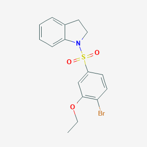 molecular formula C16H16BrNO3S B288334 1-(4-bromo-3-ethoxybenzenesulfonyl)-2,3-dihydro-1H-indole 