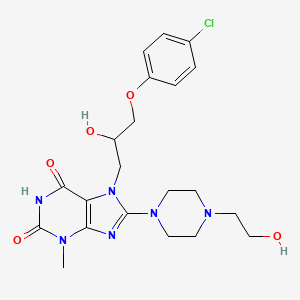 molecular formula C21H27ClN6O5 B2883346 7-(3-(4-chlorophenoxy)-2-hydroxypropyl)-8-(4-(2-hydroxyethyl)piperazin-1-yl)-3-methyl-1H-purine-2,6(3H,7H)-dione CAS No. 510717-36-9