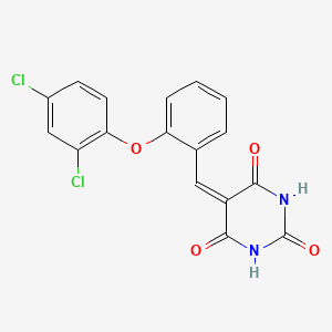 molecular formula C17H10Cl2N2O4 B2883348 5-{[2-(2,4-Dichlorophenoxy)phenyl]methylidene}-1,3-diazinane-2,4,6-trione CAS No. 477856-86-3