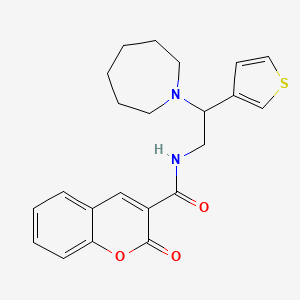 molecular formula C22H24N2O3S B2883350 N-(2-(azepan-1-yl)-2-(thiophen-3-yl)ethyl)-2-oxo-2H-chromene-3-carboxamide CAS No. 946272-72-6