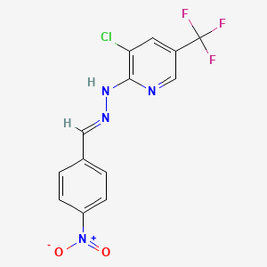 molecular formula C13H8ClF3N4O2 B2883359 3-chloro-2-[(E)-2-[(4-nitrophenyl)methylidene]hydrazin-1-yl]-5-(trifluoromethyl)pyridine CAS No. 338795-26-9