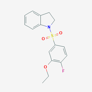 molecular formula C16H16FNO3S B288336 1-(3-ethoxy-4-fluorobenzenesulfonyl)-2,3-dihydro-1H-indole 