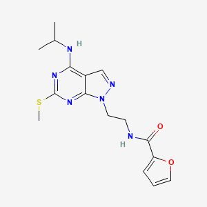 molecular formula C16H20N6O2S B2883366 N-(2-(4-(异丙氨基)-6-(甲硫基)-1H-吡唑并[3,4-d]嘧啶-1-基)乙基)呋喃-2-甲酰胺 CAS No. 941948-15-8