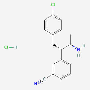 molecular formula C17H18Cl2N2 B2883370 3-((2S,3S)-3-Amino-1-(4-chlorophenyl)butan-2-yl)benzonitrile hydrochloride CAS No. 610791-48-5