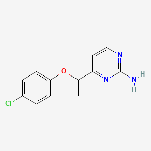 molecular formula C12H12ClN3O B2883373 4-[1-(4-Chlorophenoxy)ethyl]pyrimidin-2-amine CAS No. 339021-08-8
