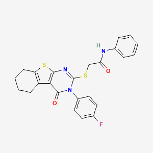 2-[[3-(4-fluorophenyl)-4-oxo-5,6,7,8-tetrahydro-[1]benzothiolo[2,3-d]pyrimidin-2-yl]sulfanyl]-N-phenylacetamide