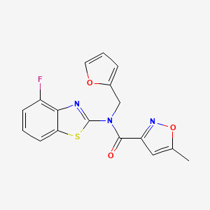 molecular formula C17H12FN3O3S B2883385 N-(4-fluorobenzo[d]thiazol-2-yl)-N-(furan-2-ylmethyl)-5-methylisoxazole-3-carboxamide CAS No. 946357-30-8