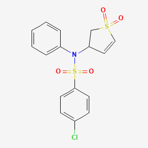 molecular formula C16H14ClNO4S2 B2883387 4-chloro-N-(1,1-dioxido-2,3-dihydrothiophen-3-yl)-N-phenylbenzenesulfonamide CAS No. 616214-25-6
