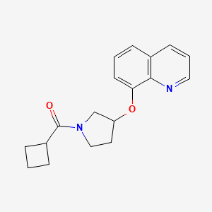 molecular formula C18H20N2O2 B2883399 Cyclobutyl(3-(quinolin-8-yloxy)pyrrolidin-1-yl)methanone CAS No. 1904336-49-7