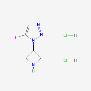 molecular formula C5H9Cl2IN4 B2883402 1-(azetidin-3-yl)-5-iodo-1H-1,2,3-triazole dihydrochloride CAS No. 2138425-54-2