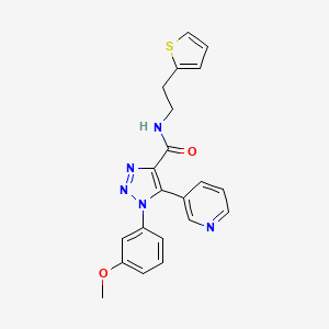 molecular formula C21H19N5O2S B2883403 1-(3-methoxyphenyl)-5-(pyridin-3-yl)-N-(2-(thiophen-2-yl)ethyl)-1H-1,2,3-triazole-4-carboxamide CAS No. 1251601-56-5