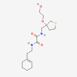 molecular formula C17H28N2O4S B2883405 N1-(2-(cyclohex-1-en-1-yl)ethyl)-N2-((3-(2-hydroxyethoxy)tetrahydrothiophen-3-yl)methyl)oxalamide CAS No. 2320544-60-1