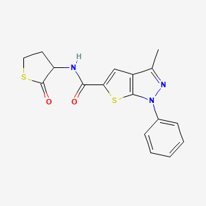 3-methyl-N-(2-oxothiolan-3-yl)-1-phenylthieno[2,3-c]pyrazole-5-carboxamide