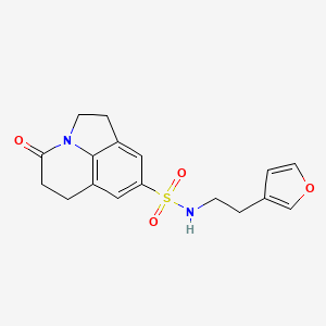 molecular formula C17H18N2O4S B2883417 N-(2-(furan-3-yl)ethyl)-4-oxo-2,4,5,6-tetrahydro-1H-pyrrolo[3,2,1-ij]quinoline-8-sulfonamide CAS No. 1797848-26-0