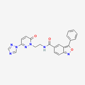 molecular formula C22H17N7O3 B2883423 N-(2-(6-氧代-3-(1H-1,2,4-三唑-1-基)吡哒嗪-1(6H)-基)乙基)-3-苯基苯并[c]异噁唑-5-甲酰胺 CAS No. 1448058-91-0