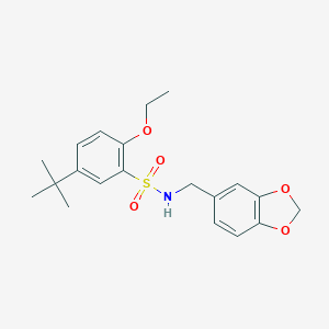 molecular formula C20H25NO5S B288344 N-(1,3-benzodioxol-5-ylmethyl)-5-tert-butyl-2-ethoxybenzenesulfonamide 
