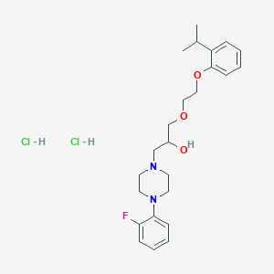 molecular formula C24H35Cl2FN2O3 B2883444 1-(4-(2-Fluorophenyl)piperazin-1-yl)-3-(2-(2-isopropylphenoxy)ethoxy)propan-2-ol dihydrochloride CAS No. 1215693-72-3