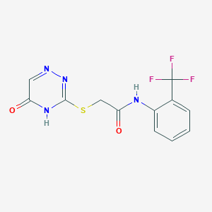 molecular formula C12H9F3N4O2S B2883446 2-((5-oxo-4,5-dihydro-1,2,4-triazin-3-yl)thio)-N-(2-(trifluoromethyl)phenyl)acetamide CAS No. 857491-73-7