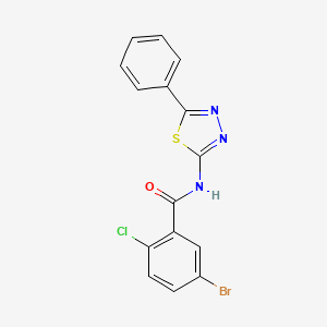 molecular formula C15H9BrClN3OS B2883455 5-bromo-2-chloro-N-(5-phenyl-1,3,4-thiadiazol-2-yl)benzamide CAS No. 391862-42-3